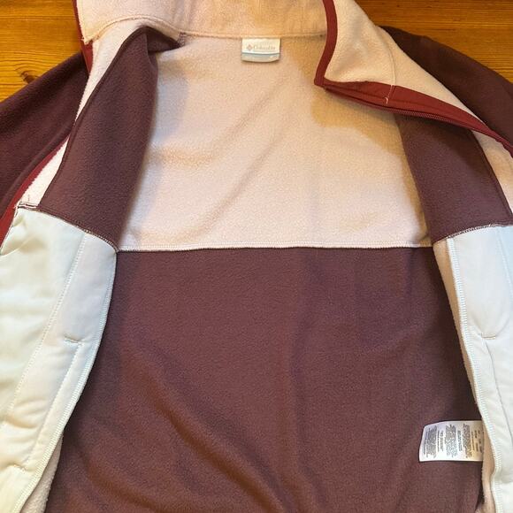 Columbia pink dark red two toned full zip sweater SIZE M - Picture 3 of 4
